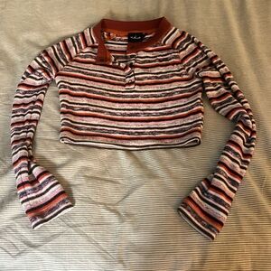 Out from under Cropped long sleeve striped ringer top